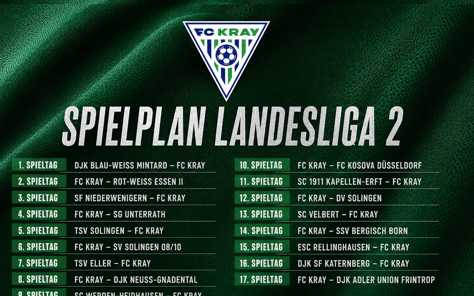 Der Spielplan für die neue Saison steht fest